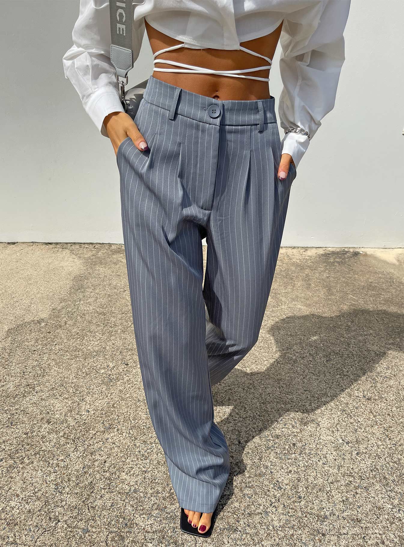 Archer Pants Pinstripe Grey Petite - Image 6