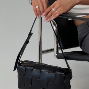 Declynn Woven Shoulder Bag Black