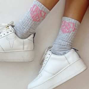 Text Don't Call Socks Grey / Pink