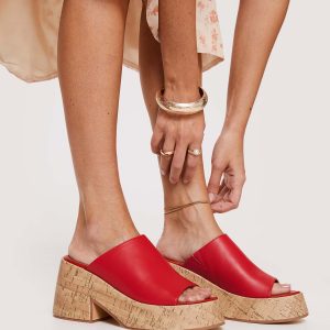 Jessica Mule Heels Red