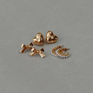 Bows & Hearts Earring Pack Gold
