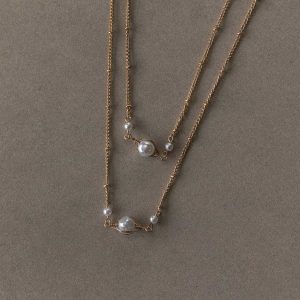 Levine Pearl Necklace Gold / White