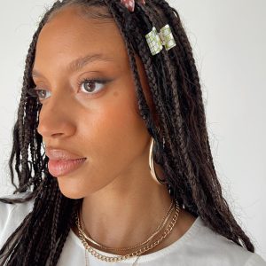 Barnwell Check Hair Clip Pack Green / Pink