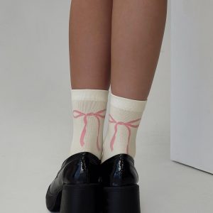 Bow Out Socks White/ Pink