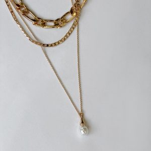 Harney Pearl Drop Necklace Gold / White