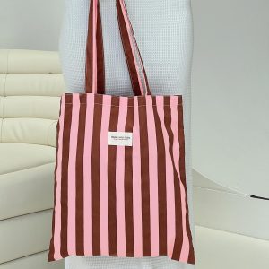 Lelande Striped Tote Bag Pink/brown