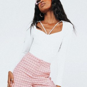 Tori Long Sleeve Bodysuit White