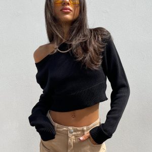 Britta Cropped Sweater Black