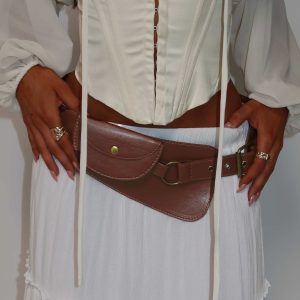 Flourish Faux Leather Belt Brown