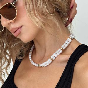 Zayden Double Layered Pearl Necklace Gold