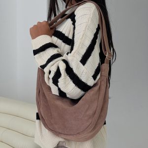 Ransom Faux Suede Shoulder Bag Taupe