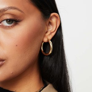 Drysdale Gold Plated Hoop Earrings Gold