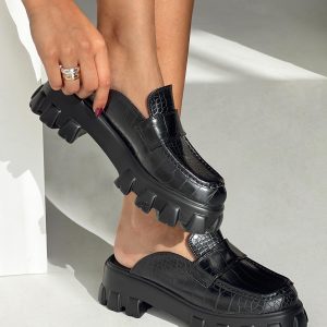 But U Mules Black Croc