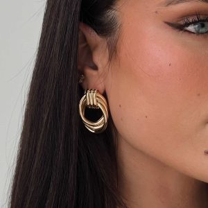 Big Star Linked Earrings Gold
