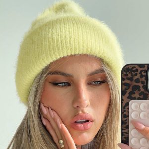 Kalyn Fluffy Beanie Lemon