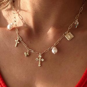 Super Trouper Charm Necklace Gold