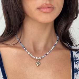 Cadern Beaded Heart Necklace Multi