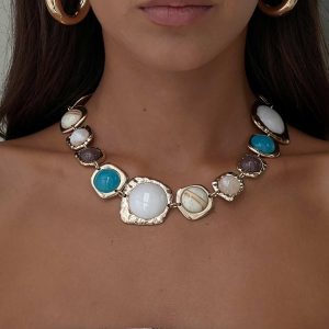 Evelynne Gemstone Necklace Gold