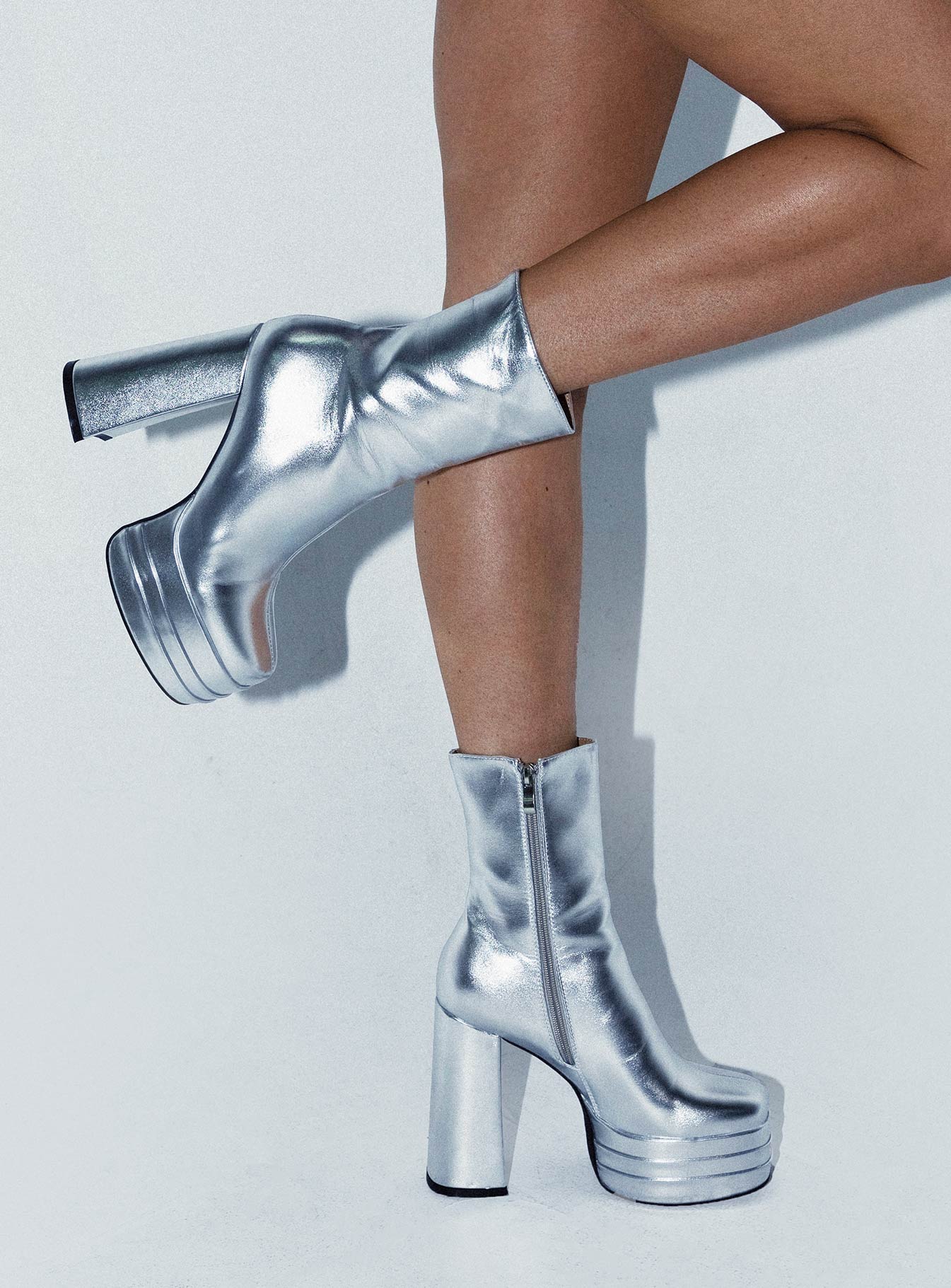 Ricardo Platform Ankle Boots Chrome