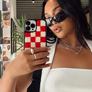 Delano Check Textured iPhone Case Red