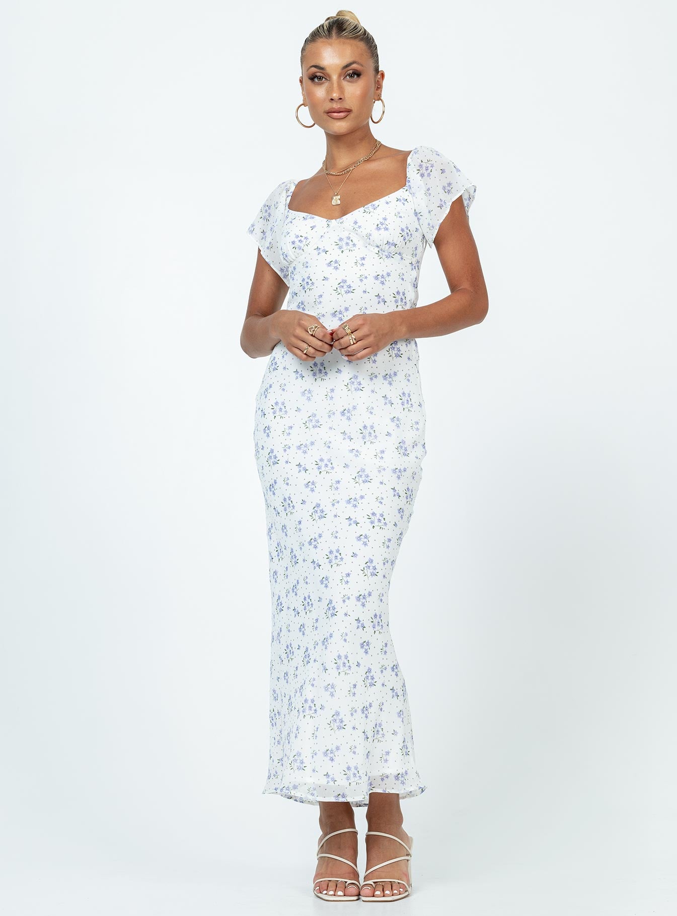 Hera Maxi Dress White Floral - Image 2