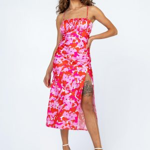 Tinzia Midi Dress Red Floral