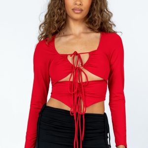 Tarren Long Sleeve Top Red