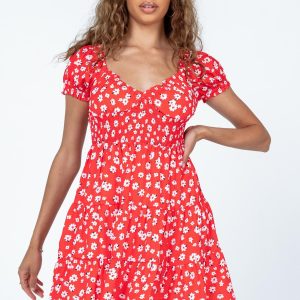 Daniela Mini Dress Floral Red
