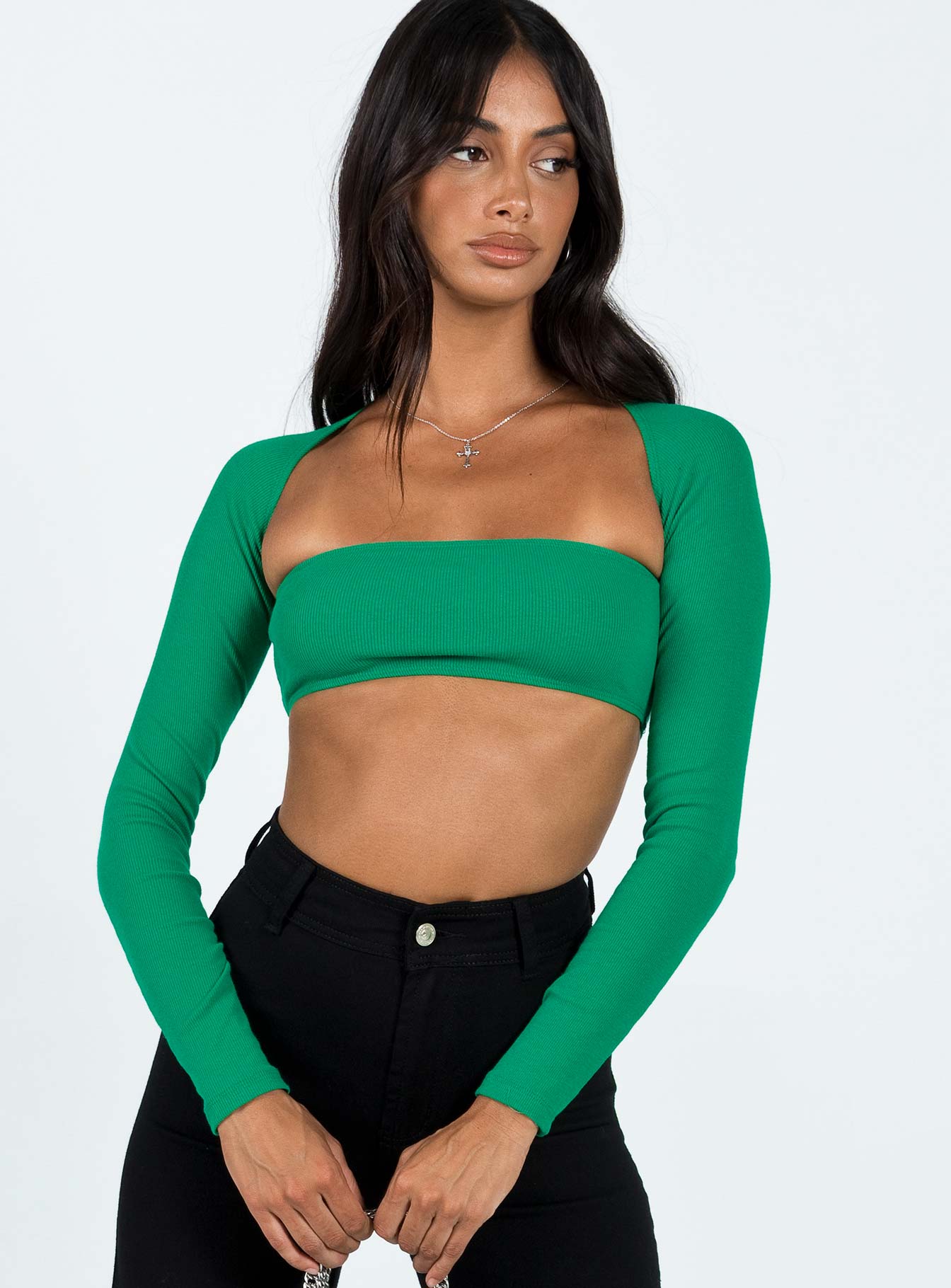Sharli Long Sleeve Top Green - Image 2