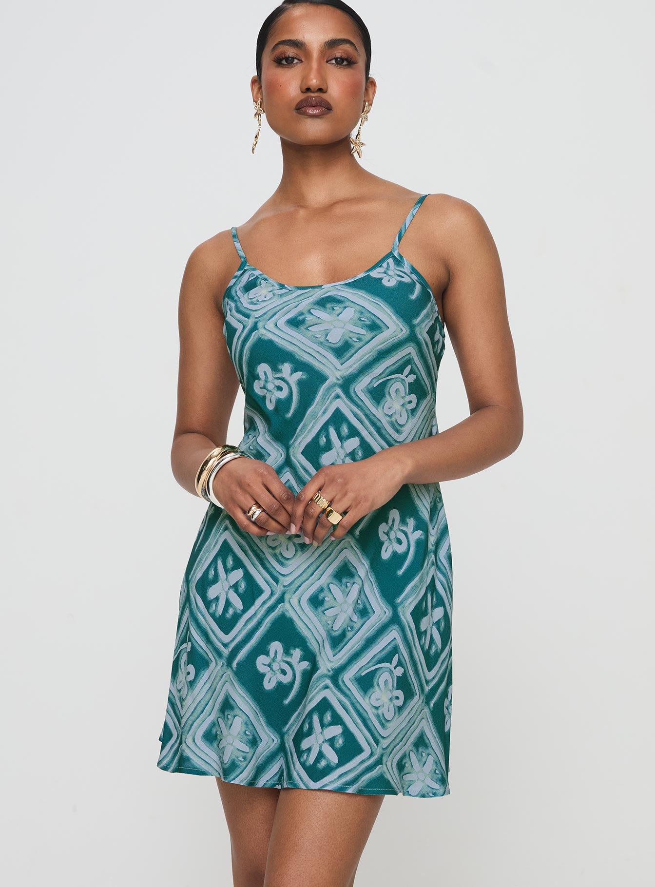 Vittorio Bias Cut Mini Dress Blue - Image 2