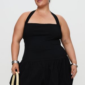 Gigli Bubble Hem Mini Dress Black Curve