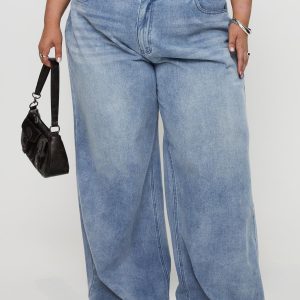 Naylor Mid Rise Wide Leg Jeans Light Wash Denim Curve