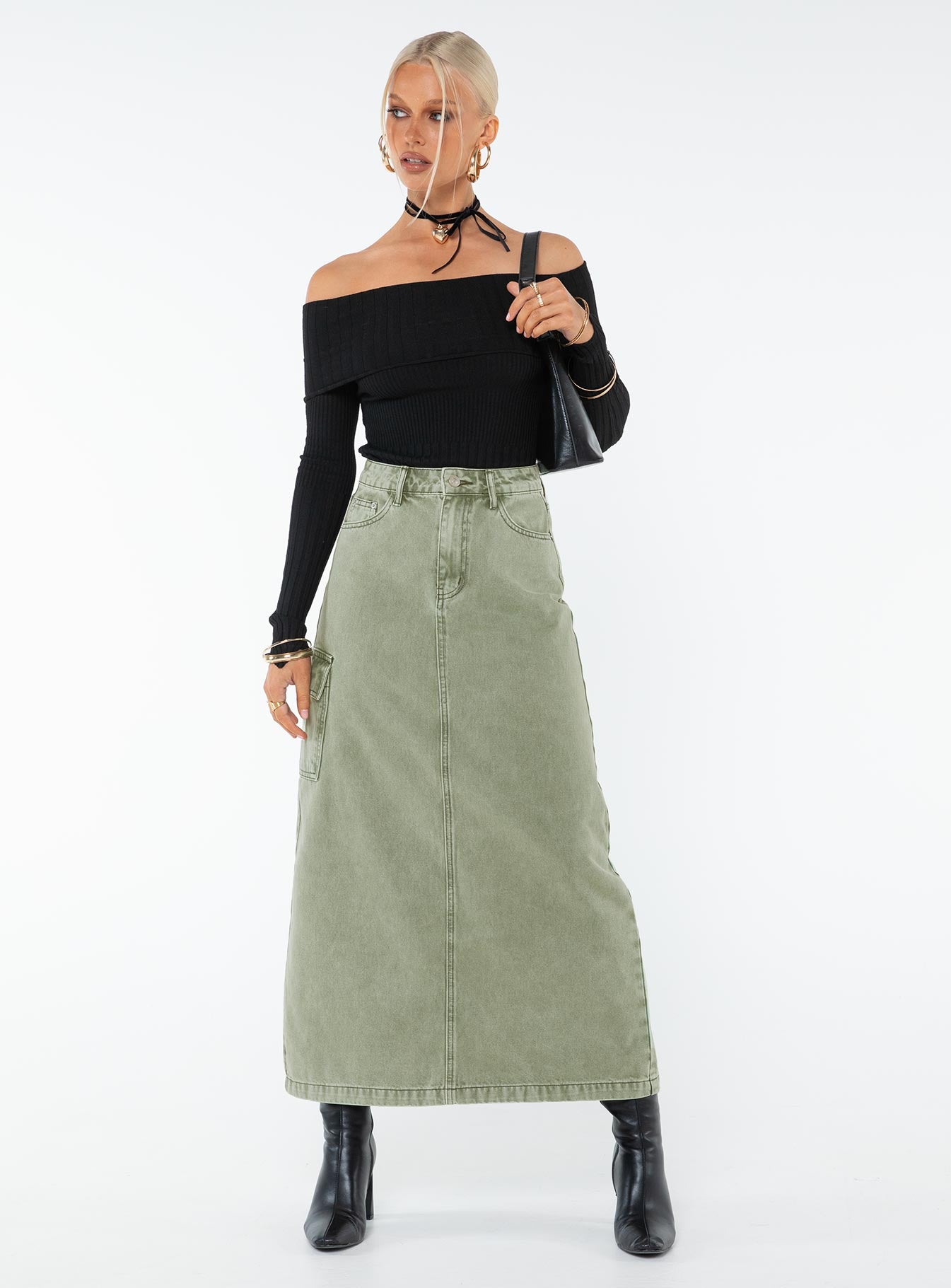 Mcguane Denim Midi Skirt Green - Image 2