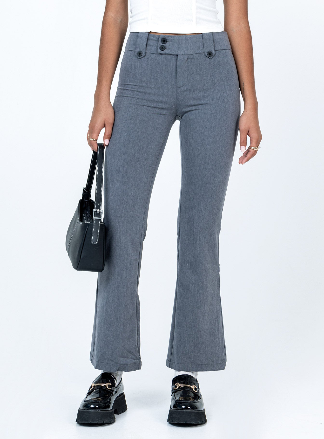 Yianna Low Waist Flare Pants Grey - Image 2