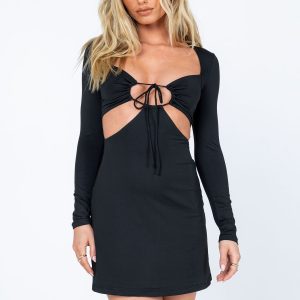 Molley Long Sleeve Mini Dress Black