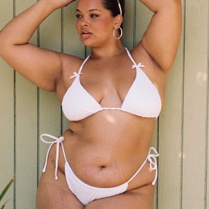 Jenner Triangle White Anglaise Bikini Top Curve