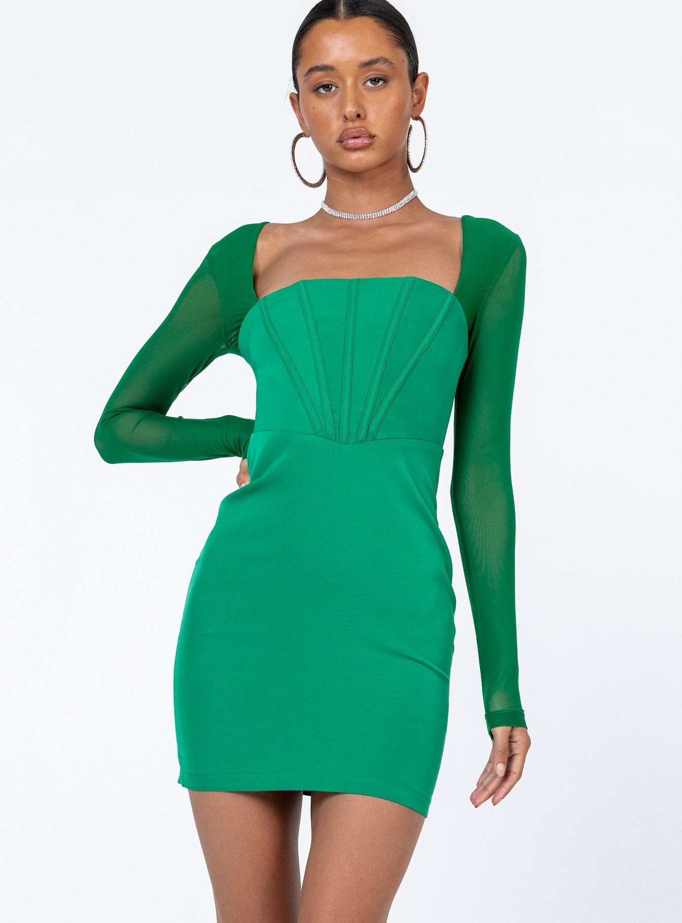 Austin Long Sleeve Mini Dress Green - Image 2