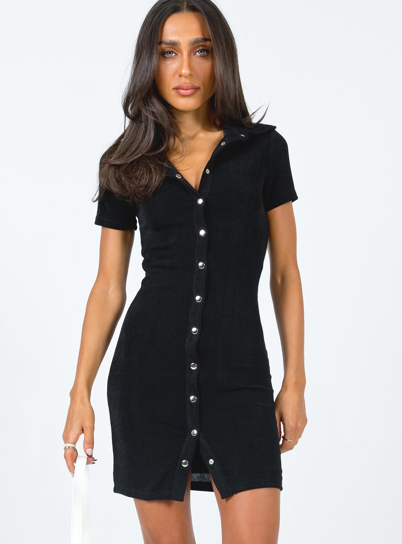 Elody Short Sleeve Mini Dress Black - Image 3