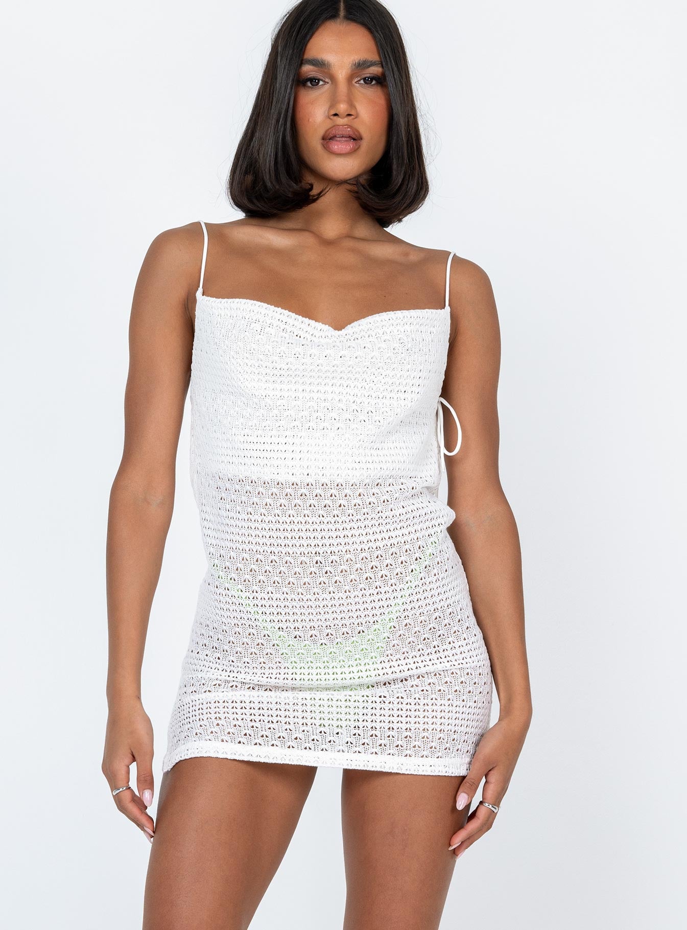 Carla Cowl Neck Mini Dress White - Image 2