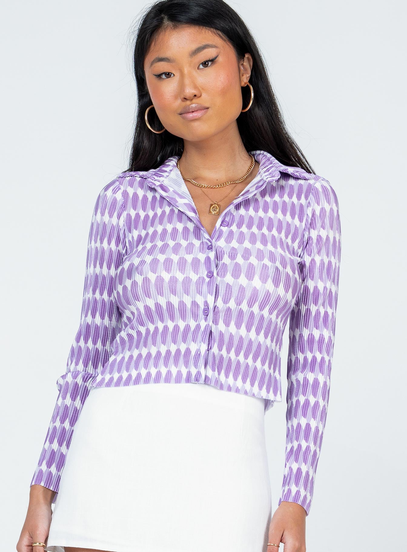 Elody Long Sleeve Top Purple Multi - Image 3