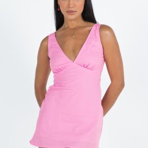 Nellie Mini Dress Pink Linen