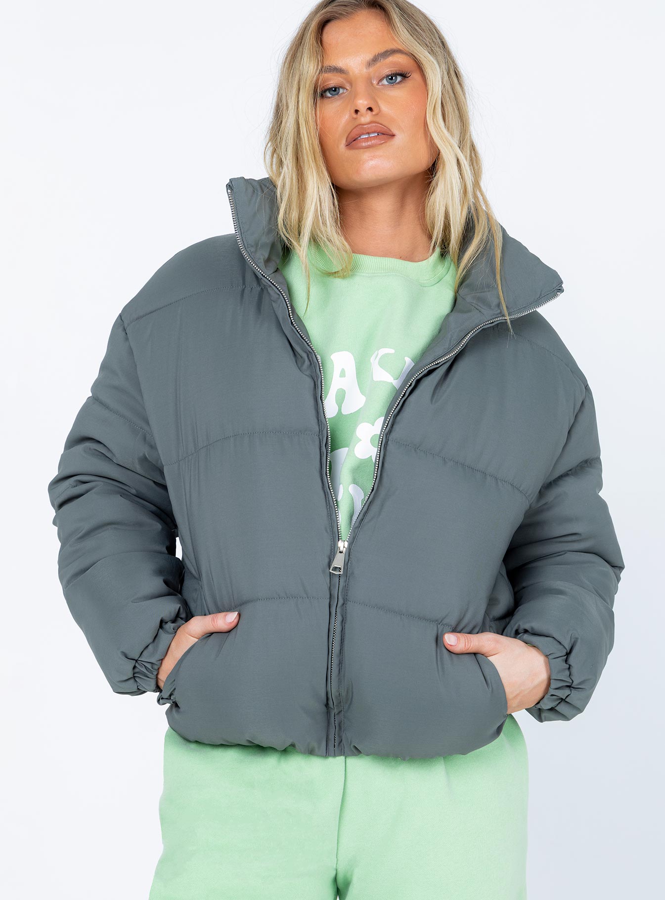 Callanie Puffer Jacket Green - Image 2