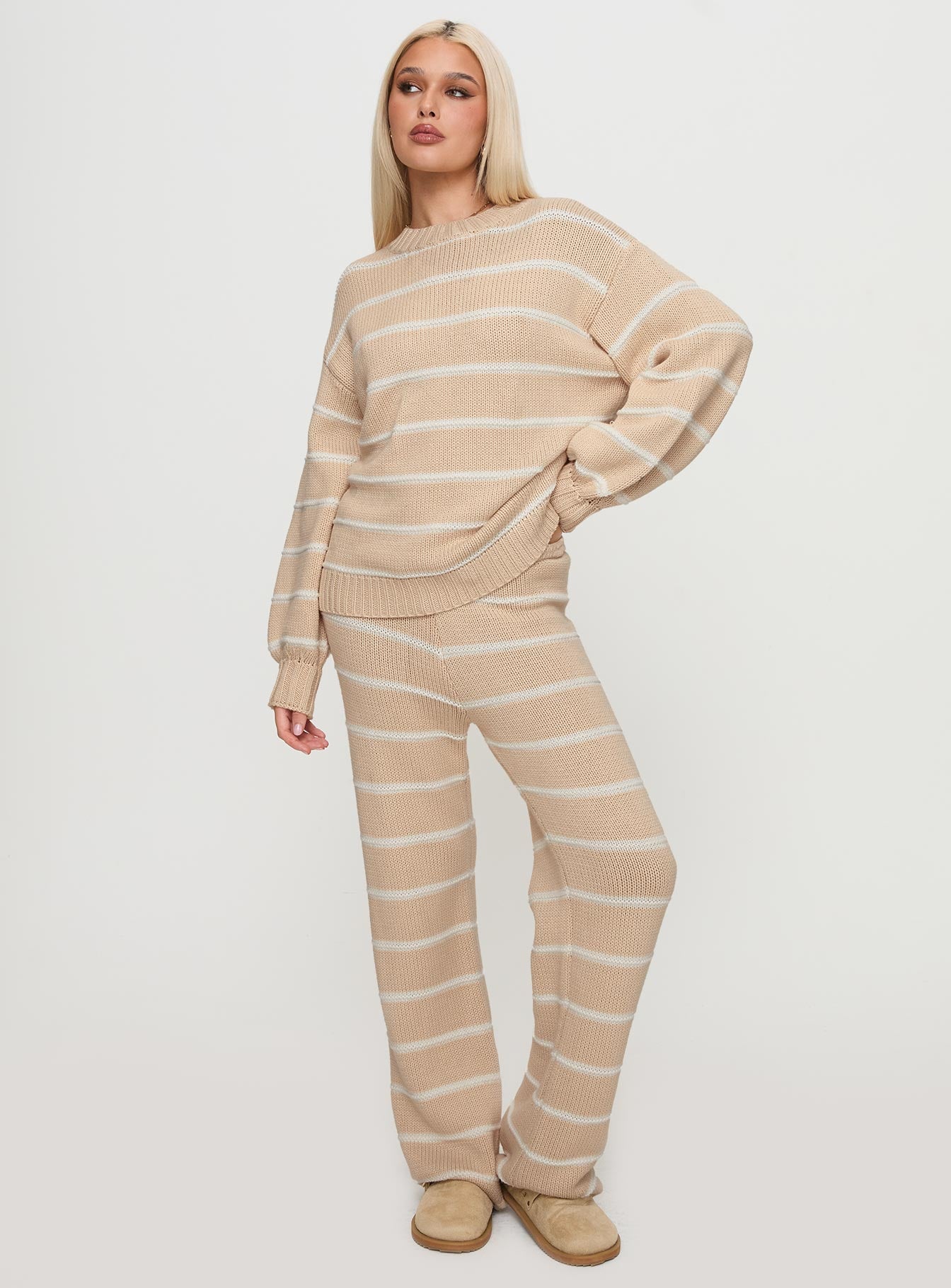 Read Your Mind Knit Sweater Cream Stripe - Image 2