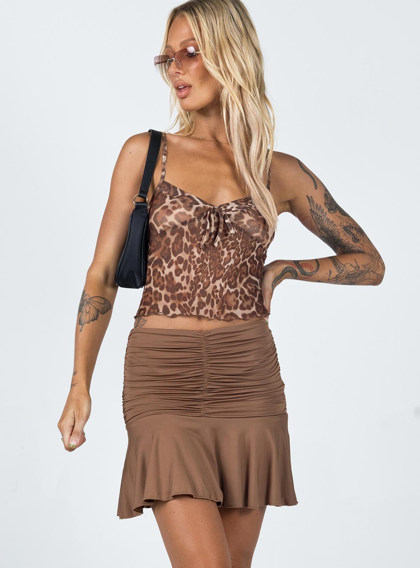 Wilcox Mini Skirt Brown - Image 2