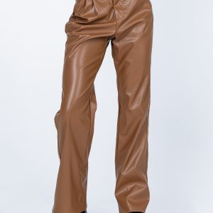 Wild Charm PU Pants Brown