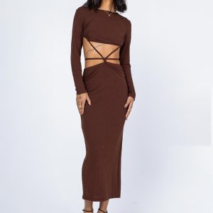 Kari Midi Dress Brown