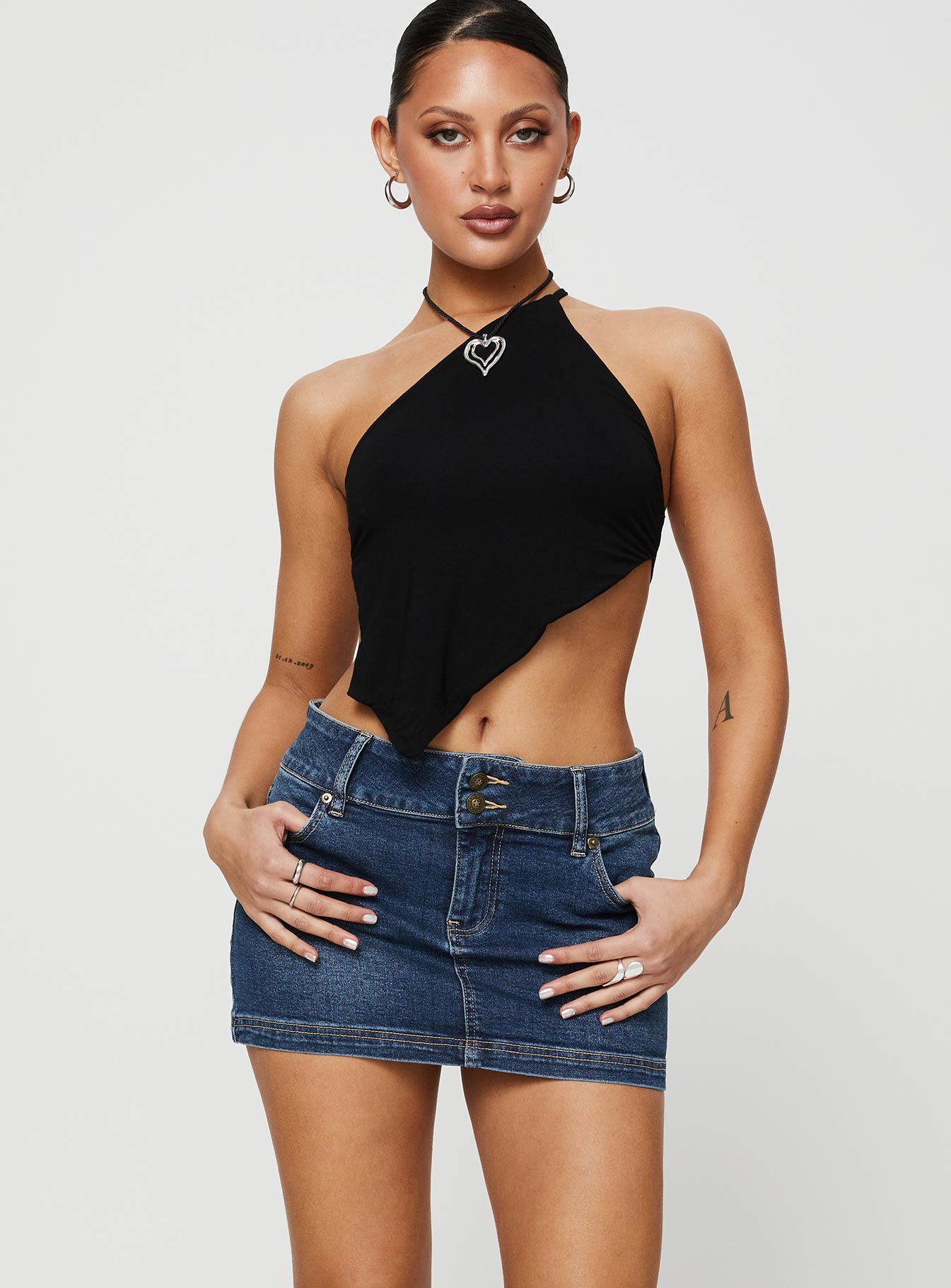 Faya Low Rise Denim Mini Skirt Dark Blue - Image 2