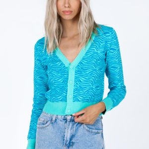 Franc Cropped Cardigan Blue