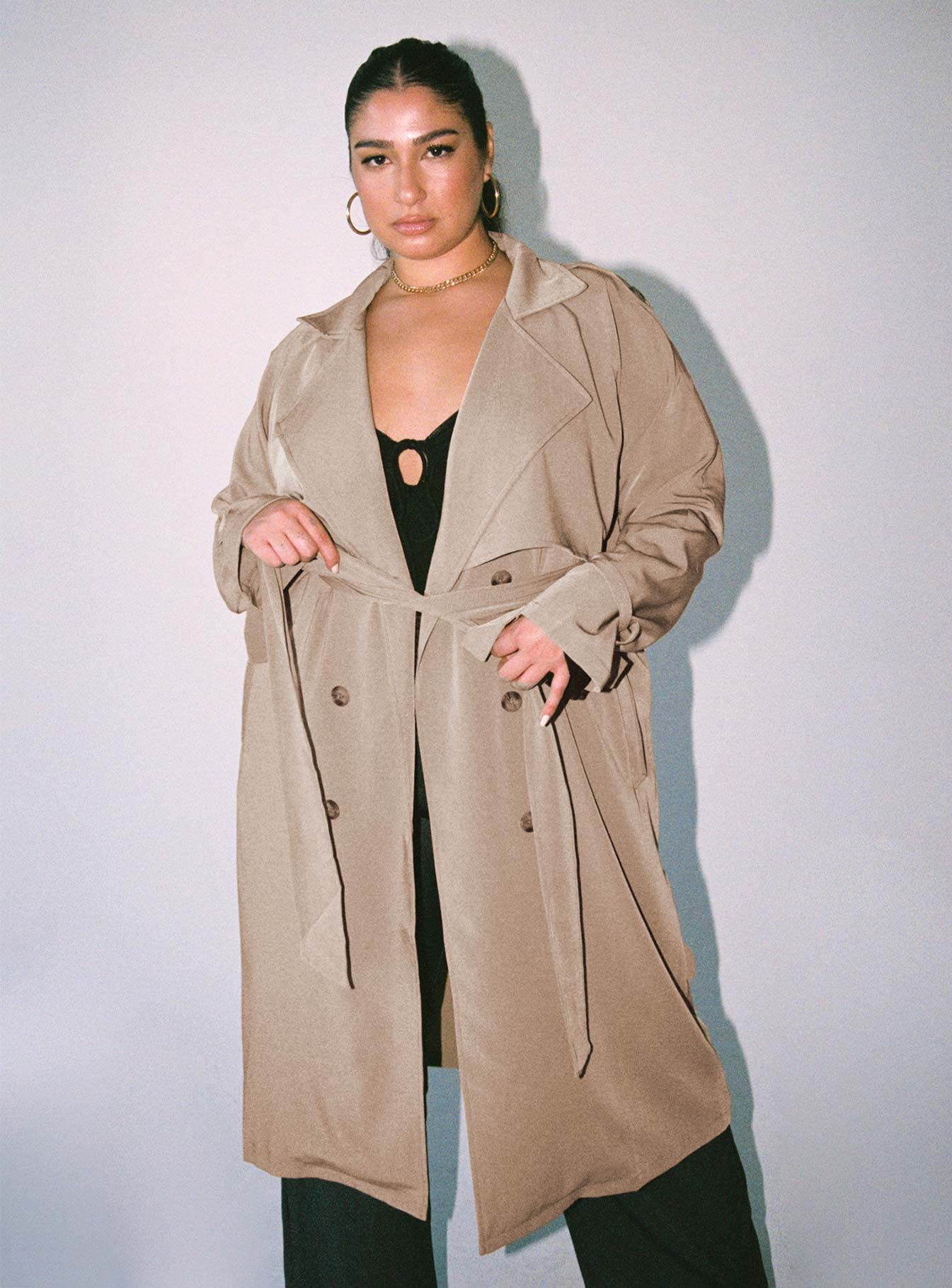 Cassie Trench Coat Beige Curve - Image 2