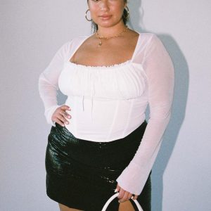 Leila Mini Skirt Black Croc Curve